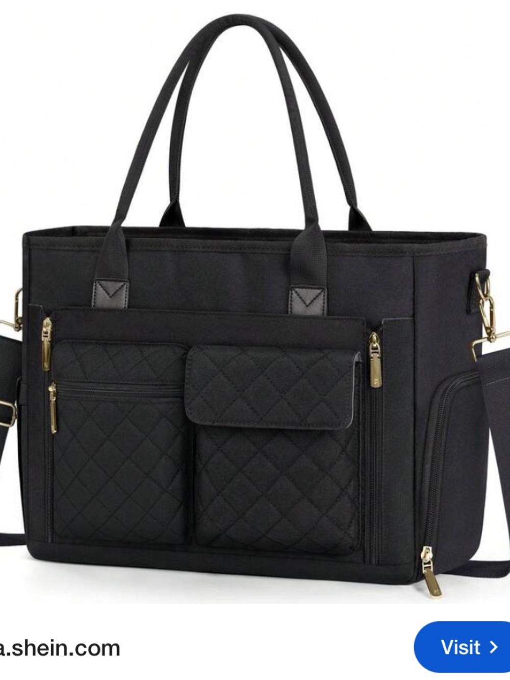 Rainsmore NWT Black Gold Tote Laptop Bag Briefcase Office Purse Crossbody